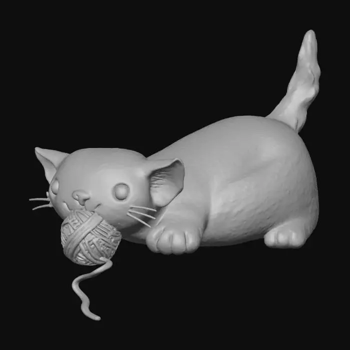 3D model for Playful Kitten with Yarn