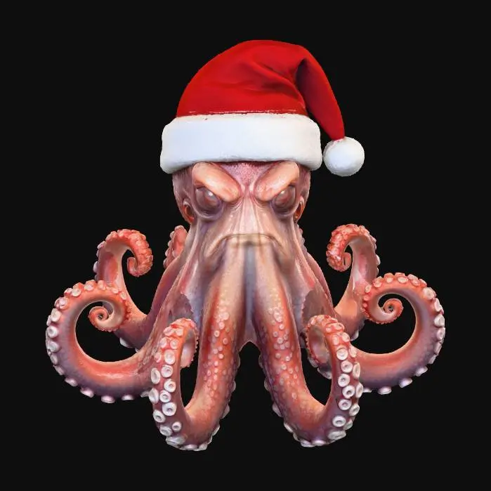 3D model for Grumpy Santa Octopus, #Christmas2025#