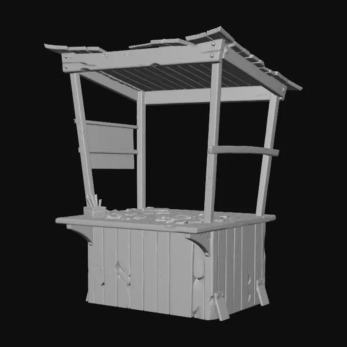 3D model for Wooden Market Stall of Goddamn Circus