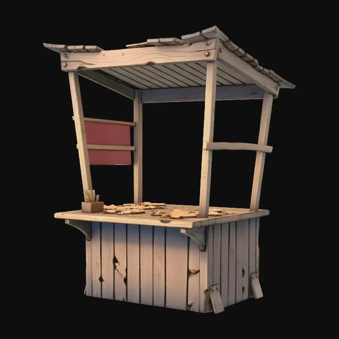 3D model for Wooden Market Stall of Goddamn Circus