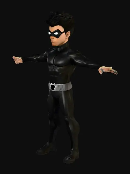 3D model for Superhero "Black Cloud" Cartoon With Thick Outline and High Detail.