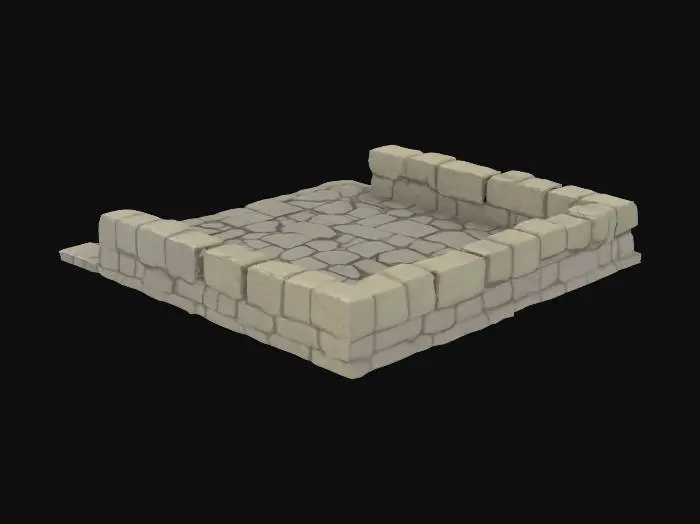 3D model for dungeon tile set di pavimento e muri usando pochi poligoni