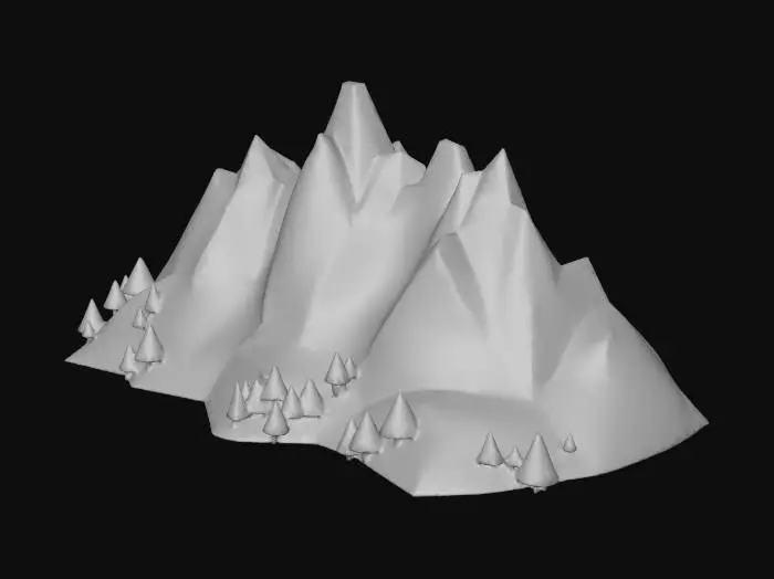3D model for Mountain side, low poly art.