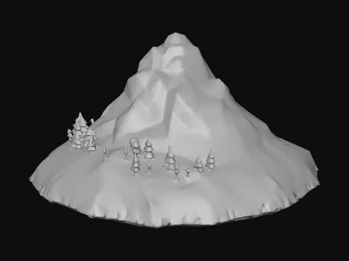 3D model for Mountain side, low poly art.