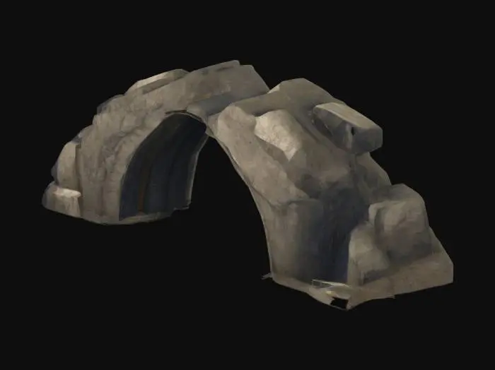 3D model for Low Poly Mountain Tunnel exit with dirt road