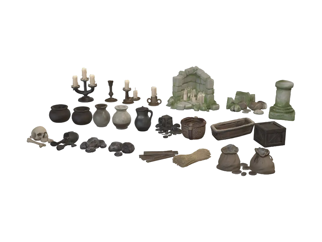 Medieval Rustic Decor Collection - Urn 3D model, vytvořený pomocí AI