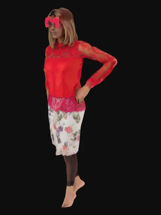 3D model for Colorful Pose in Floral Skirt