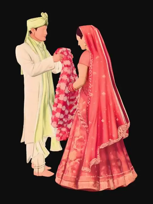 3D model for Indian wedding garland ceremony