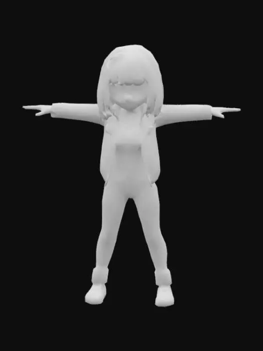 3D model for 3D cartoon style cool T-pose female teen wearing cool colored funky jeans and jacket