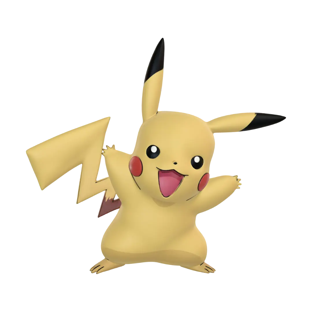 Joyful Pikachu - Electric 3D model, vytvořený pomocí AI