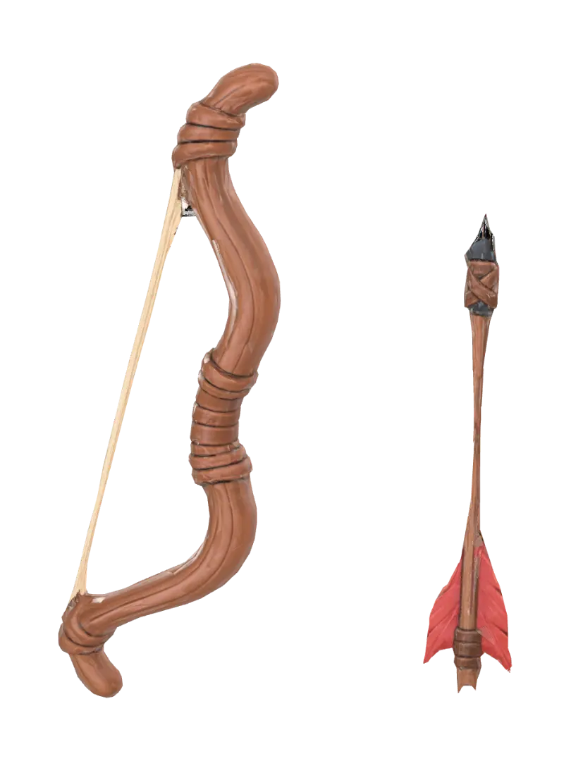 Short bow and arrow - Target 3D model, vytvořený pomocí AI