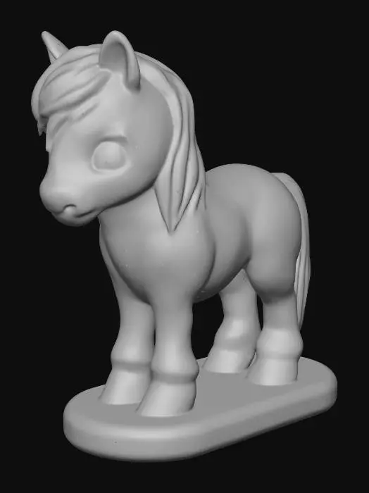 3D model for ein kleines Spielzeug-Pony - braun mit weißer Mähne und weißem Schweif