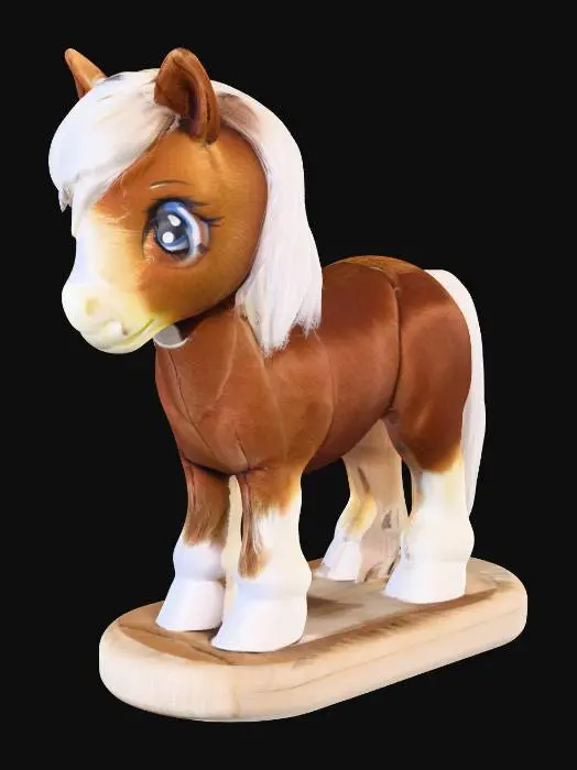 3D model for ein kleines Spielzeug-Pony - braun mit weißer Mähne und weißem Schweif