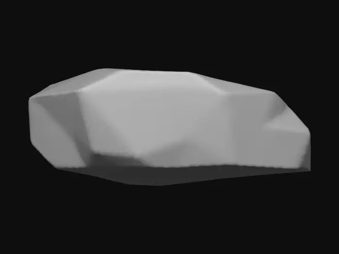 3D model for low poly large granite stone with some irregularities and a mostly flat top.