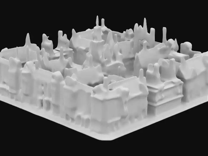 3D model for Victorian village skyline
