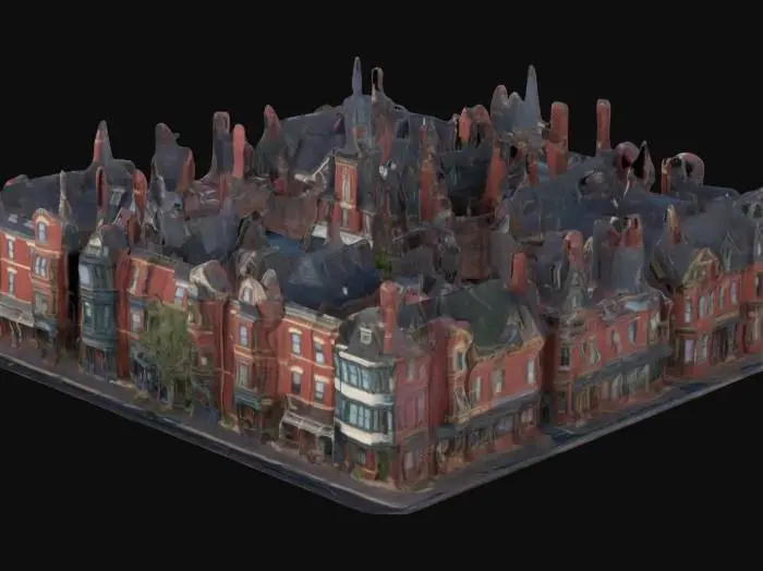 3D model for Victorian village skyline
