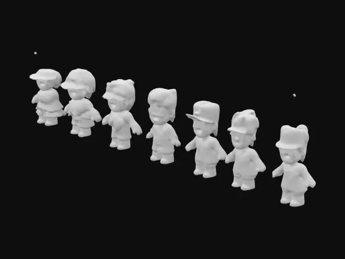 3D model for The image depicts an animated crowd of diverse cartoon characters with smooth, rounded features and soft, vibrant colors., 