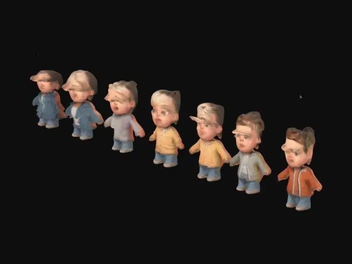 3D model for The image depicts an animated crowd of diverse cartoon characters with smooth, rounded features and soft, vibrant colors., 