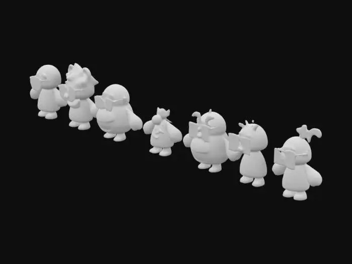 3D model for The image depicts an animated crowd of diverse cartoon characters with smooth, rounded features and soft, vibrant colors., 