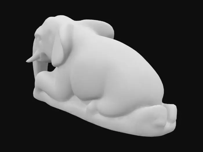 3D model for A Fantasy, Highly Detailed, Ultra Realistic, extreme quality , large lying Elephant, carved out a sandstone Rock., Symmetrical Body, no loose parts