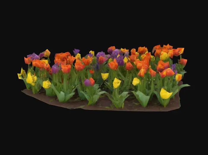 3D model for #garden#,  Keukenhof flower beds, Ultra Realistic, Utra Detailed and Ultra quality