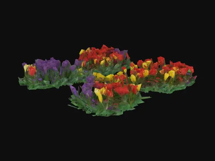 3D model for #garden#,  Keukenhof flower beds, Ultra Realistic, Utra Detailed and Ultra quality