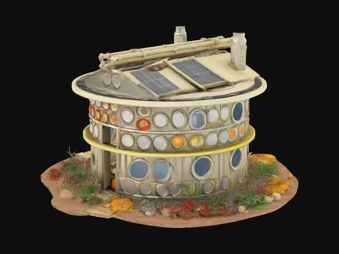 3D model for Create a completehouse from tin cans, food and drink, Stylized, Sci-Fi, Game Assets, Highly Detailed