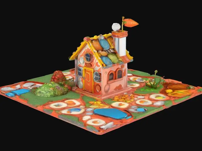 3D model for Create a completehouse from tin cans, food and drink, Stylized, Sci-Fi, Game Assets, Highly Detailed