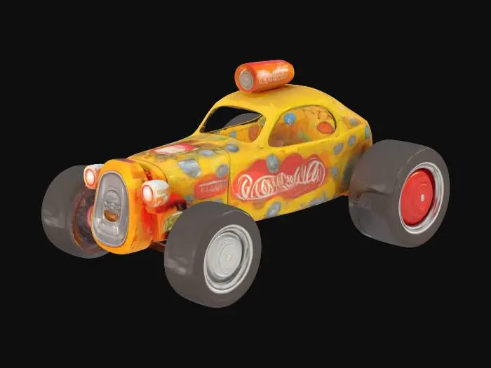 3D model for Create a complete car from tin cans, food and drink, Stylized, Sci-Fi, Game Assets, Highly Detailed