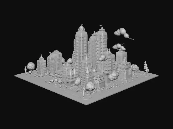 3D model for Pastel Cityscape