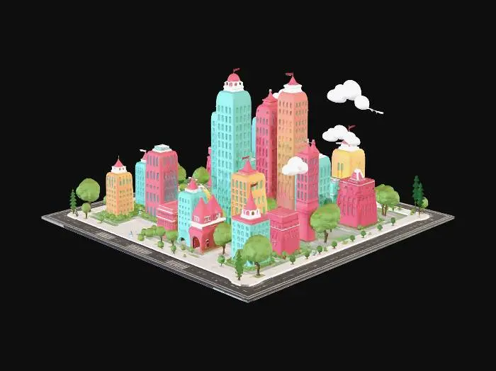 3D model for Pastel Cityscape