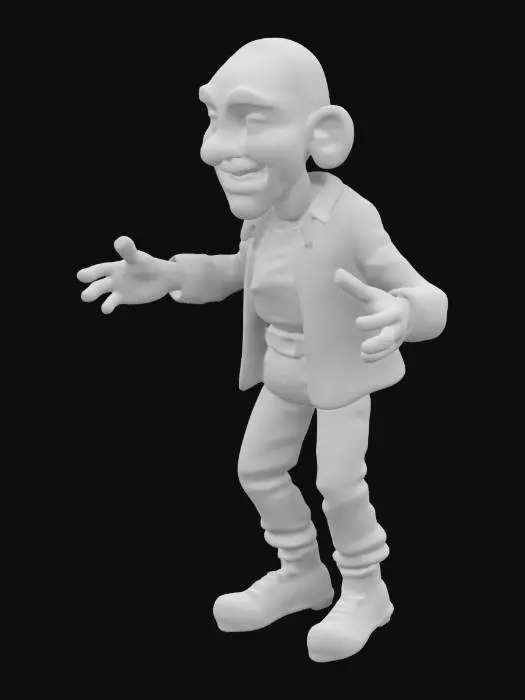 3D model for create a cartoon style, carricature of Bad Boys Will Smith, wearing an open shirt, long shabby jeans, a leather belt around his waist and sneakers, higly detailed. Exagerated features like head nose hands an feet