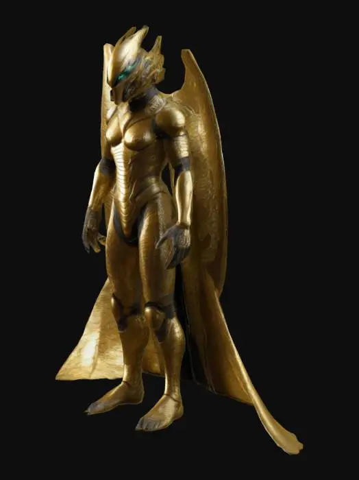 3D model for The model is Ultra realistic, extreme detailed, Gold, Sci-Fi, A-pose, Full Body. Seth Apophis, from the movies and the serie stargate, in his golden,  complete  serpent armor with all features, 