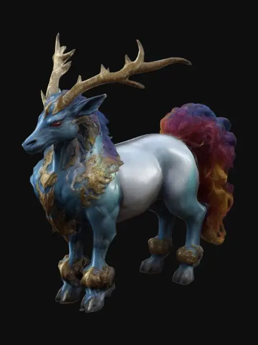3D model for Fantasy, Highly Detailed, High resolution Create a Kirin, mythological creature from asia