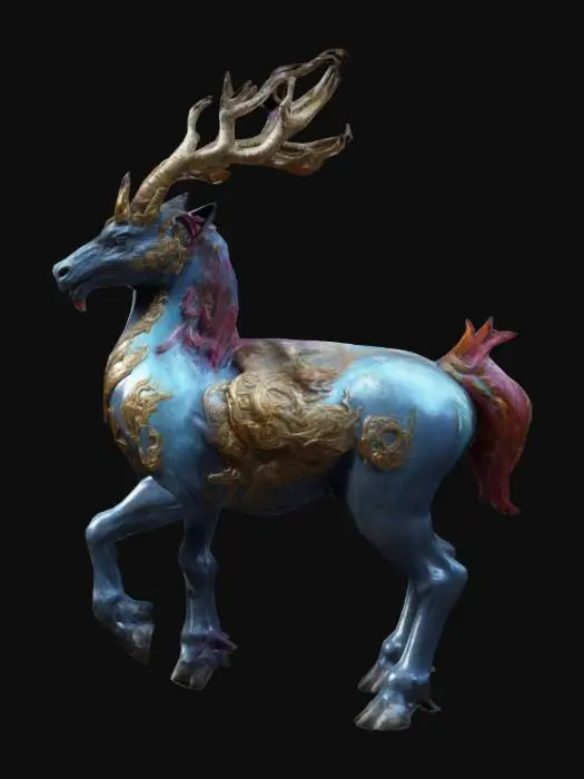3D model for Fantasy, Highly Detailed, High resolution Create a Kirin, mythological creature from asia