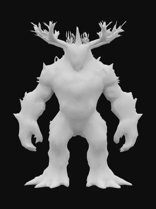 3D model for A, Fantasy, Symmetrical Body, Full Body, Highly Detailed treant Guardian, stands tall, his eyes extreme glowing. One big shining gem in the chest. His feet are rooty.
A-pose. No loose parts.
