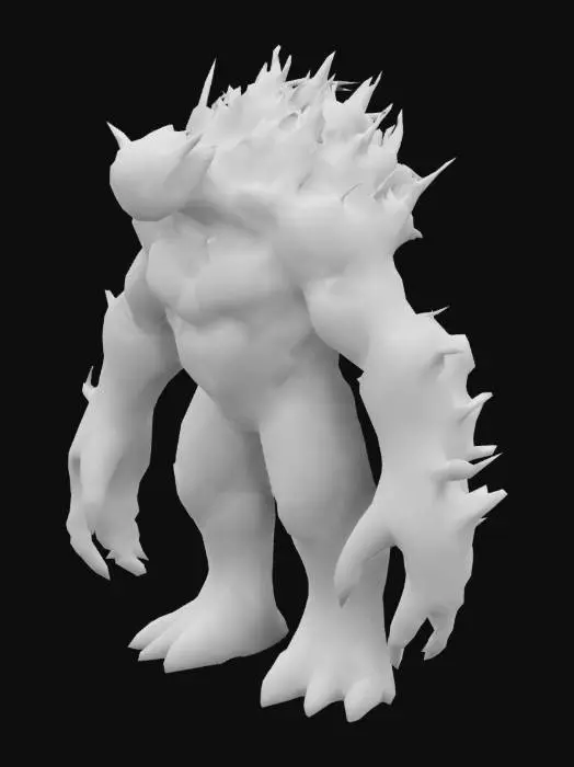 3D model for A, Fantasy, Symmetrical Body, Full Body, Highly Detailed treant Guardian, stands tall, his eyes extreme glowing. One big shining gem in the chest. His feet are rooty.
A-pose. No loose parts.
