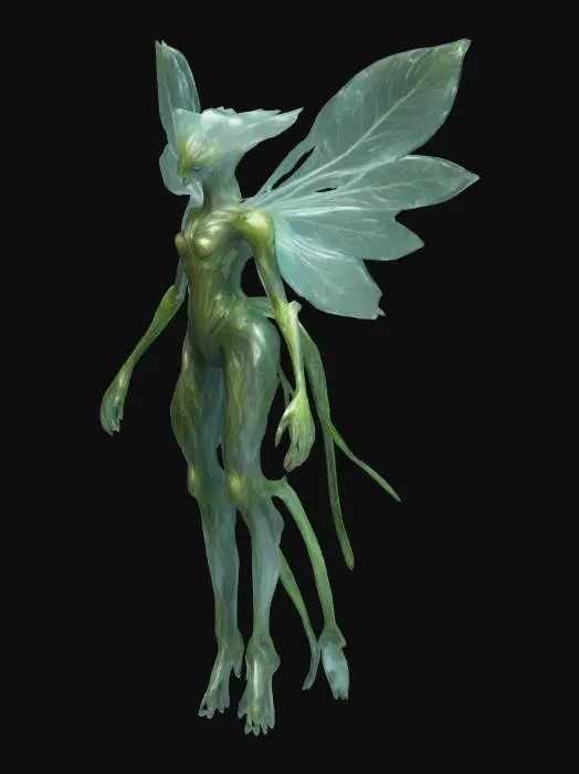 3D model for Extreme etherical flower antropomorphic creature, Stylized, Highly Detailed, Symmetrical Body