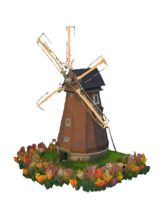 Modelo 3D de #garden#, windmill in bulb fields, gerado por IA