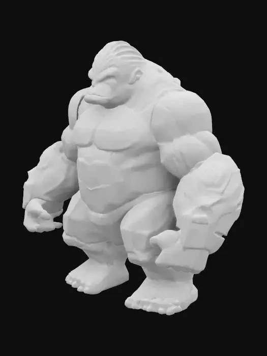 3D model for Fantasy, sci-fi,  ultra Muscular elephant or  crockodile or gorilla, biped, anthromorphic, one head, two arms and two legs Very high quality, Highly Detailed. Wearing a fitting Iron man-like shiny and polished Armor without the mask, Fight poses. The textures are from all sides , Highly Detailed, Ultra Realistic, pay extra attention to the body sides and the inside of the arm and legs.