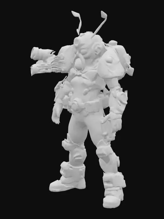 3D model for league of legends style, Heimerdinger, alien or hextech or rocket launcer, high quality, Highly Detailed, Full Body, Symmetrical Body