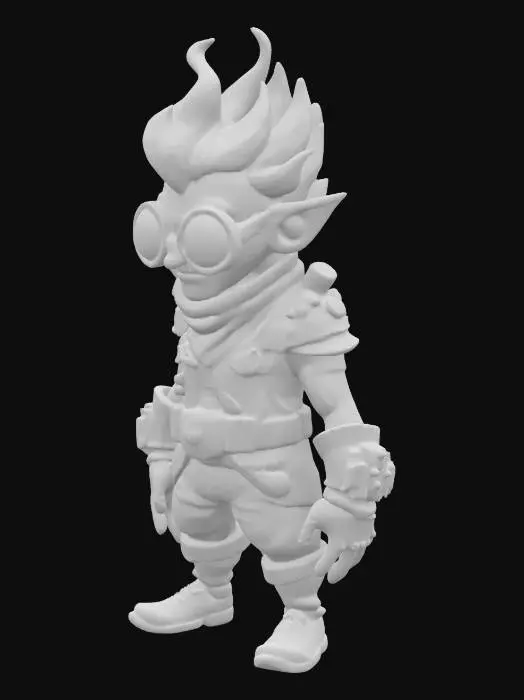 3D model for league of legends style, Heimerdinger, alien or hextech or rocket launcer, high quality, Highly Detailed, Full Body, Symmetrical Body