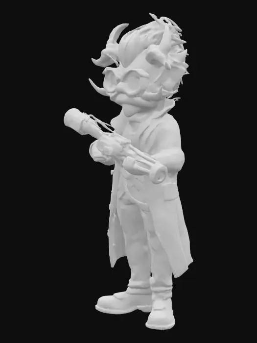 3D model for league of legends style, Heimerdinger, alien or hextech or rocket launcer, high quality, Highly Detailed, Full Body, Symmetrical Body