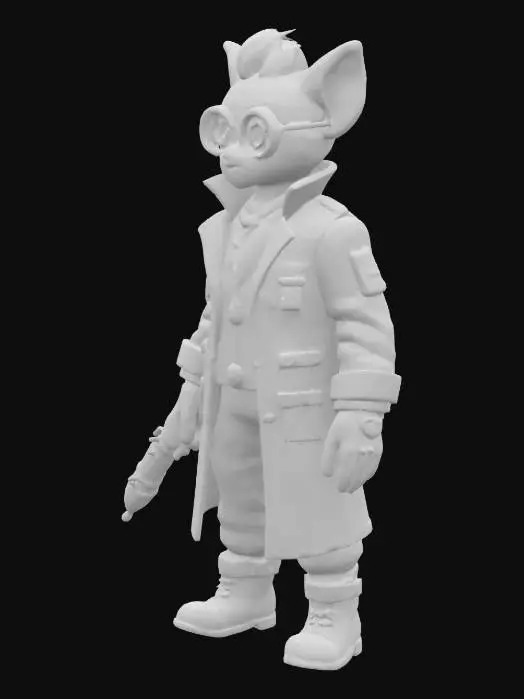 3D model for league of legends style, Heimerdinger, alien or hextech or rocket launcer, high quality, Highly Detailed, Full Body, Symmetrical Body