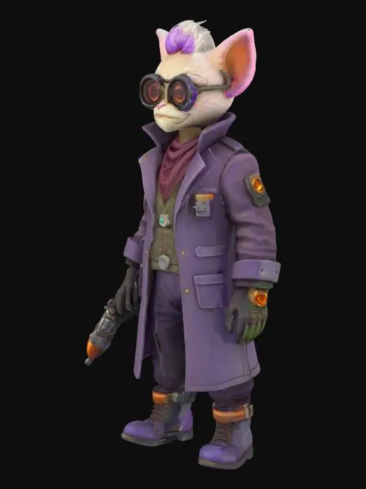 3D model for league of legends style, Heimerdinger, alien or hextech or rocket launcer, high quality, Highly Detailed, Full Body, Symmetrical Body