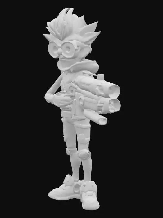 3D model for league of legends style, Heimerdinger, alien or hextech or rocket launcer, high quality, Highly Detailed, Full Body, Symmetrical Body
