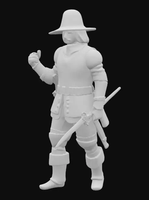 3D model for Lieutenant Willem van Ruytenburch, The Night Watch Painting by Rembrand, playmobil like