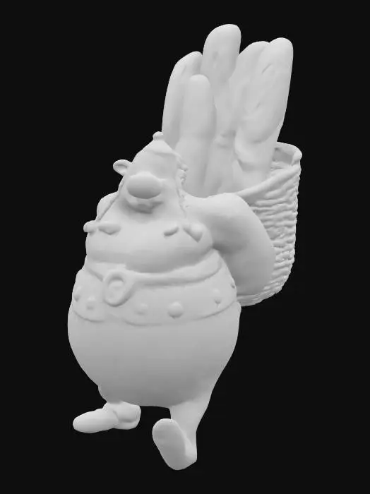 3D model for [France, Bretagne] The french hero Obelix carrying  basket with the famous french baquettes. As we see there are a lot baquettes to satisfy hunger of Obelix.  #AroundTheWorld#