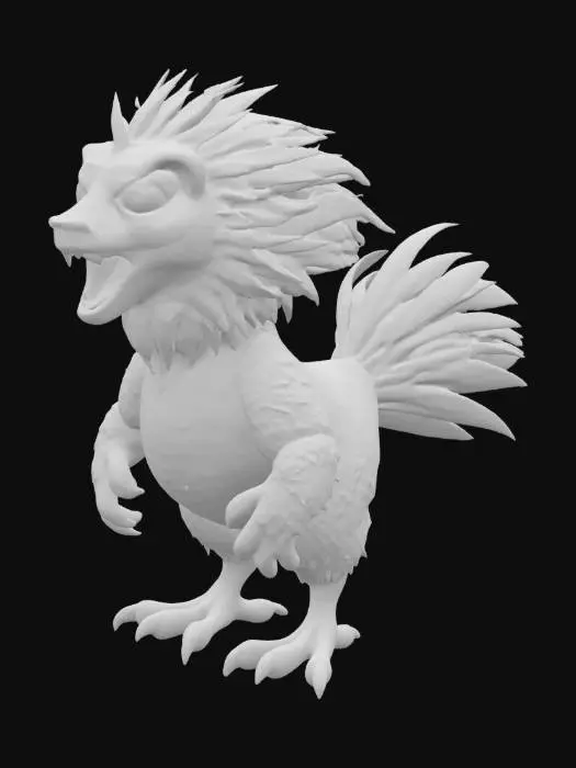 3D model for A , Stylized, Ultra Realistic, humanoid hybrid young chicken with a roaring lion head, stylized high detail, full body, Symmetrical Body