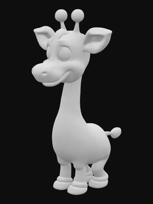 3D model for 3D cartoon giraffe character, small body with big head, big eyes, Ultra Realistic, Highly Detailed
